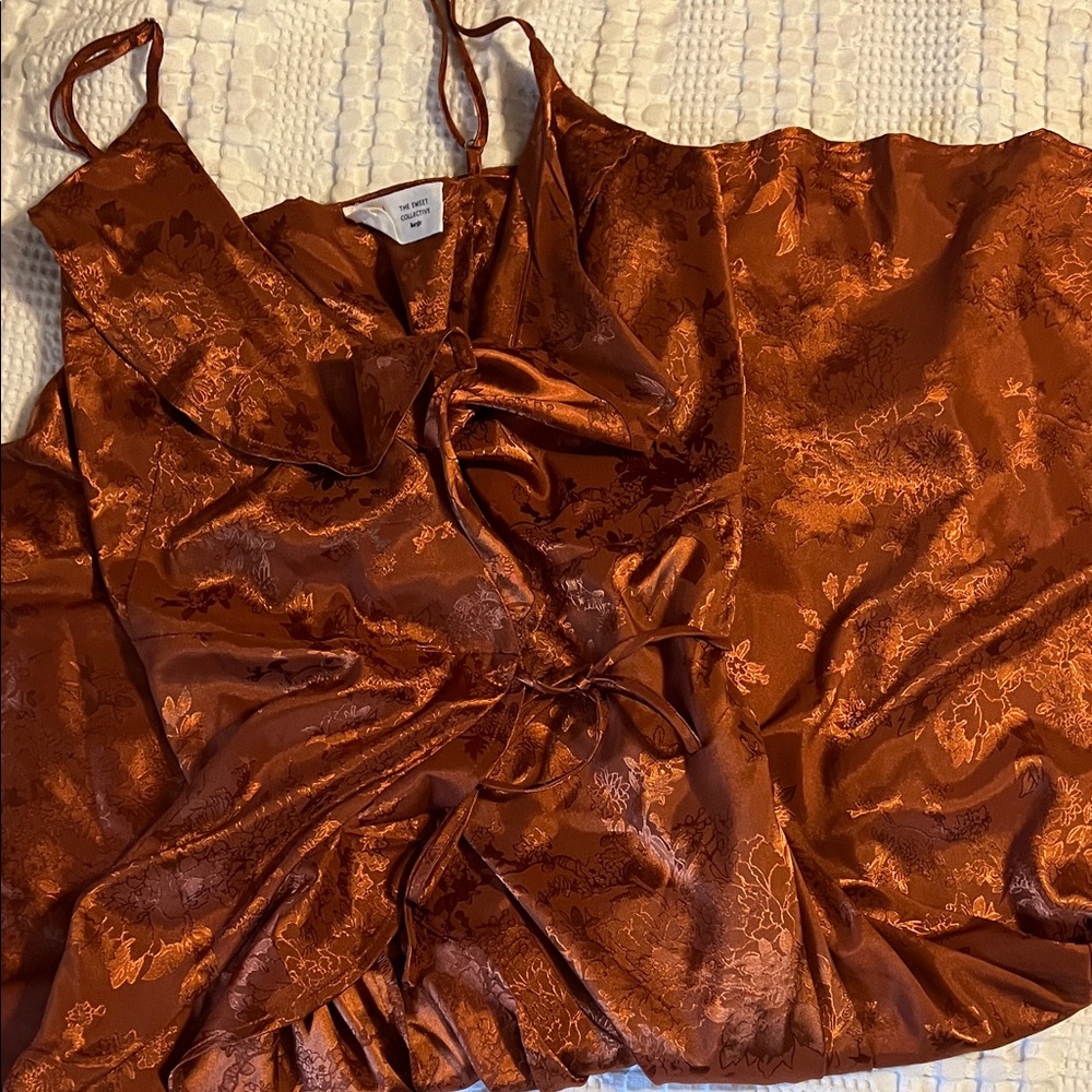 Elegant Rust Satin Women Dress